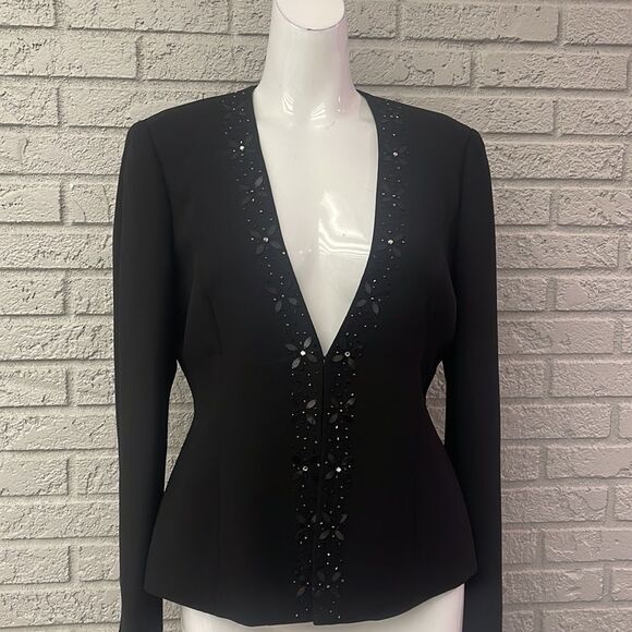 Kasper Black Embellished Jacket Size 8 - Picture 1 of 7